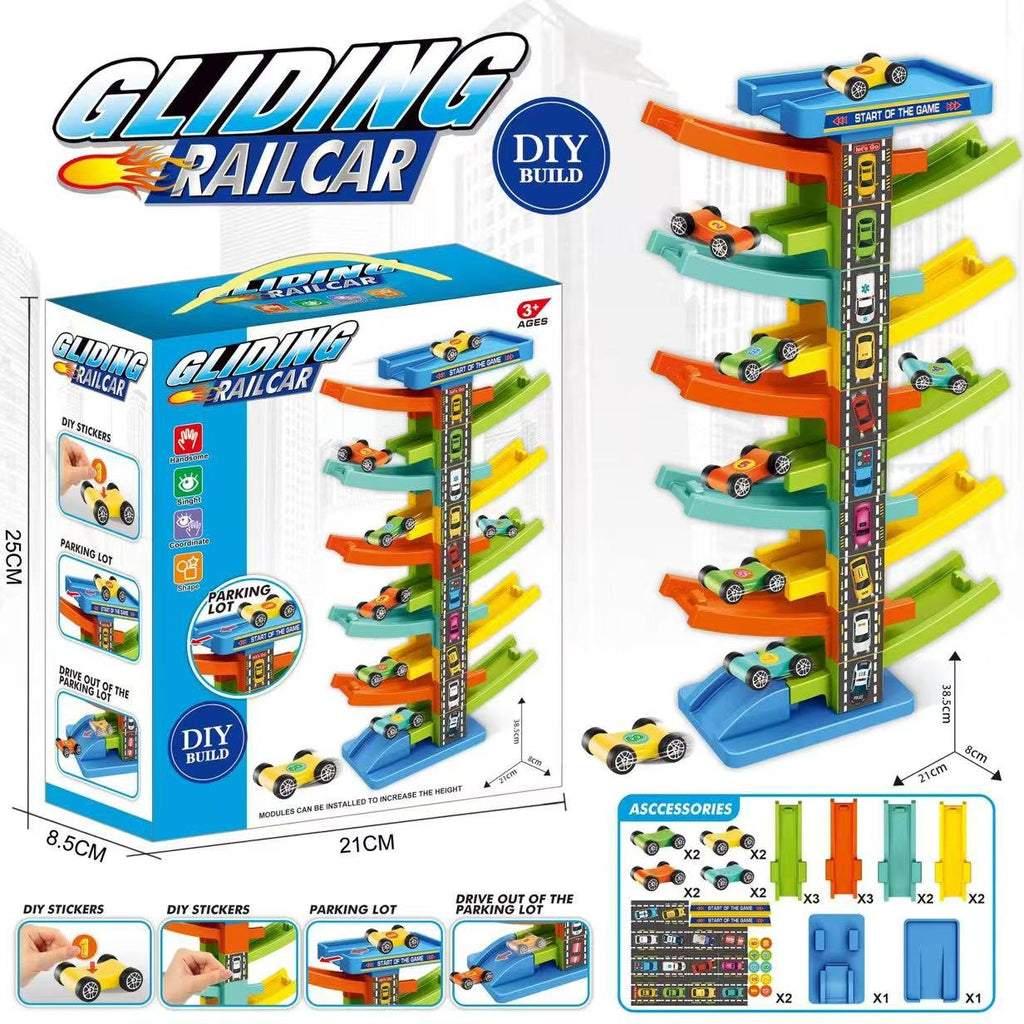 Multi-Tier Gliding Rail Car Playset